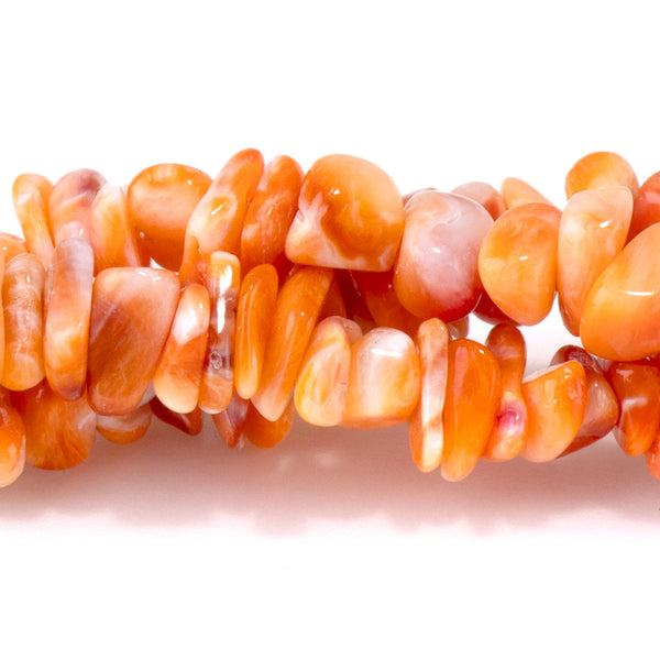 Spiny Oyster 5-8mm Free Form Chips Orange - 15-16 Inch