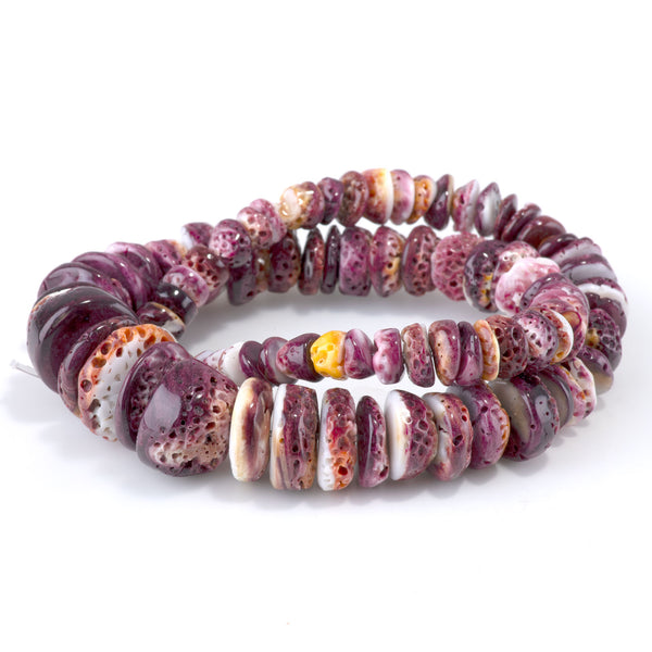 Spiny Oyster 8-20mm Purple Graduated Rondelle - 15-16 Inch