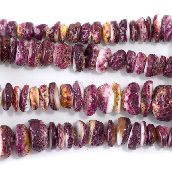 Spiny Oyster 8-20mm Purple Graduated Rondelle - 15-16 Inch