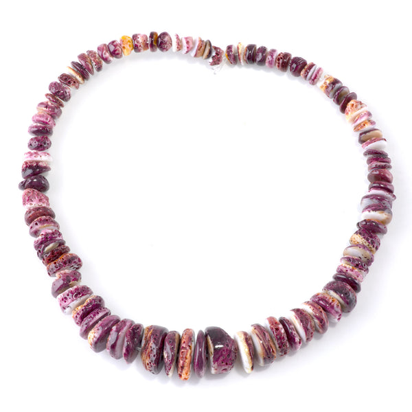 Spiny Oyster 8-20mm Purple Graduated Rondelle - 15-16 Inch