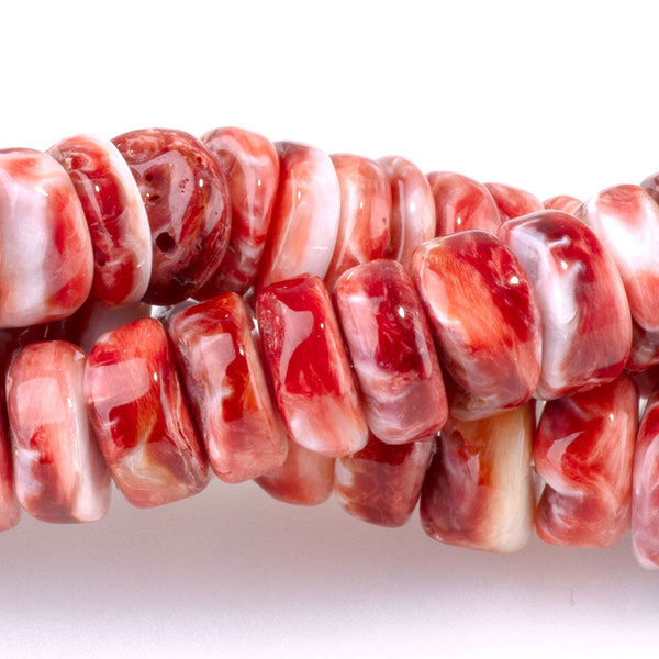 Spiny Oyster 8mm Red Free Form Rondelle - 15-16 Inch