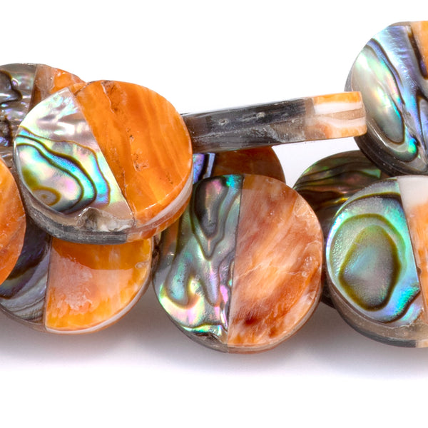 Spiny Oyster & Abalone Shell 12mm Inlay Coin - 8 Inch