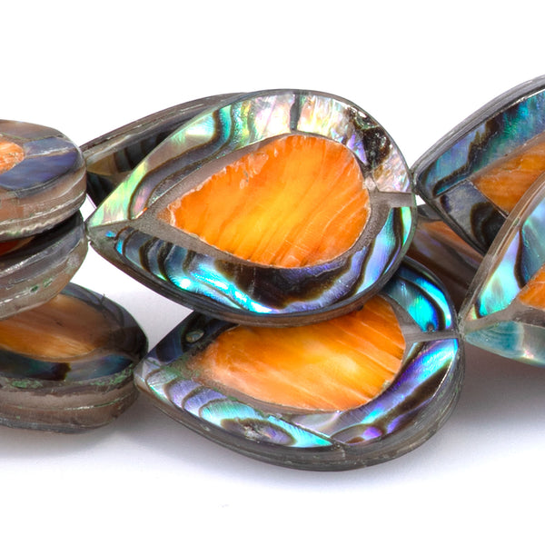 Abalone Shell & Spiny Oyster 13x18mm Inlay Pear - 8 Inch