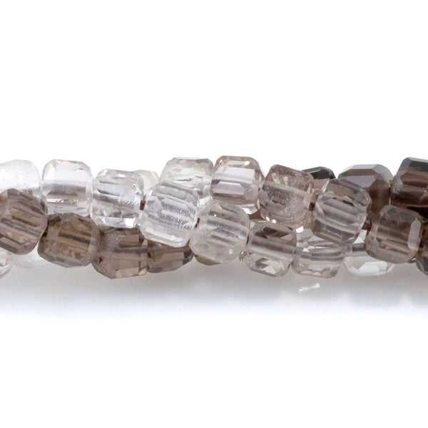 Smoky Quartz 3mm Banded Table Cut Cube A Grade Bead - 15-16 Inch