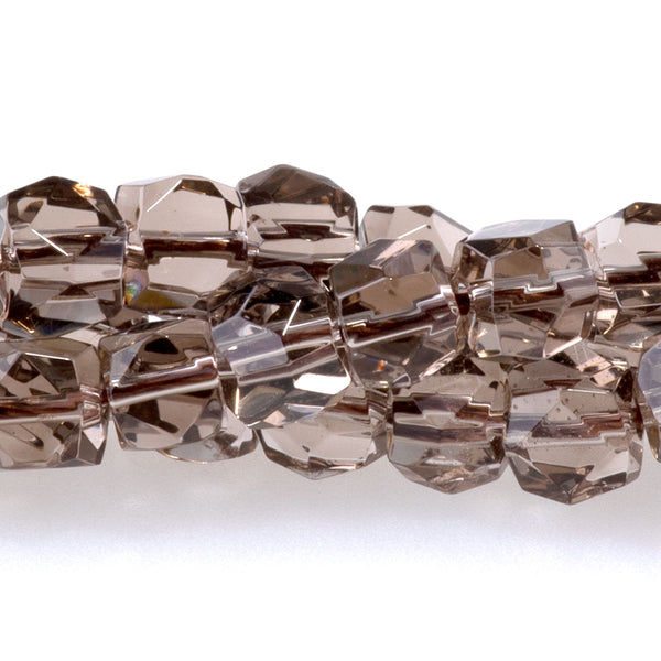 Smoky Quartz 6mm Cut Corner Cube   - 15-16 Inch