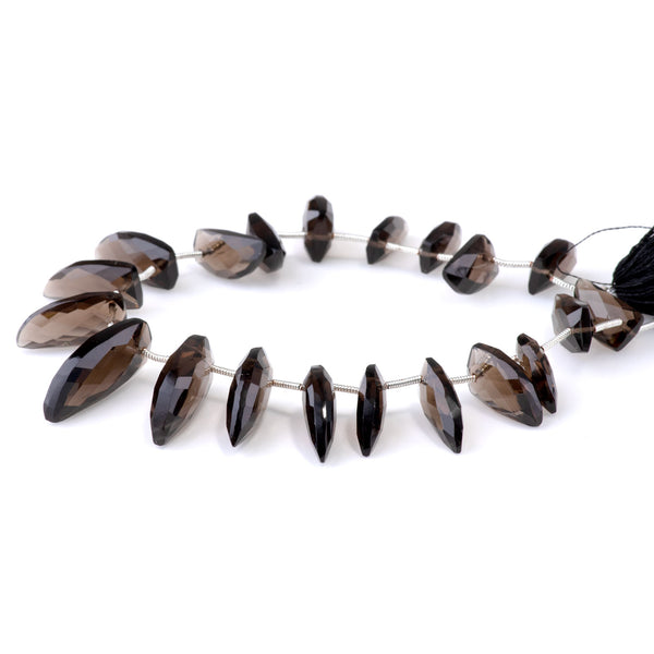 Smoky Quartz 7x14-8x15mm Faceted Teeth - 9 Inch