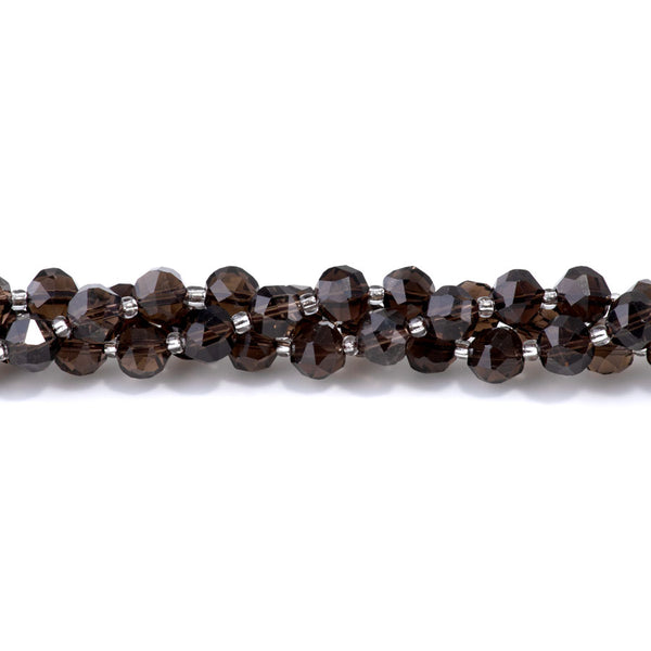 Smoky Quartz 7x8mm Faceted Round Nugget - 15-16 Inch