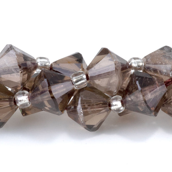 Smoky Quartz 8mm Faceted Bicone - 15-16 Inch