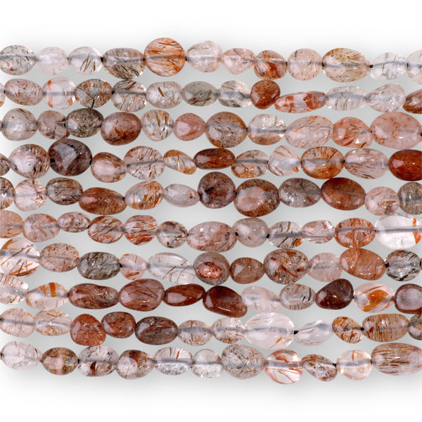 Red Black Super Seven 4x6-5x7mm Pebble A Grade - 15-16 Inch