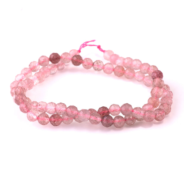 Strawberry Quartz 6mm Faceted Round - 15-16 Inch