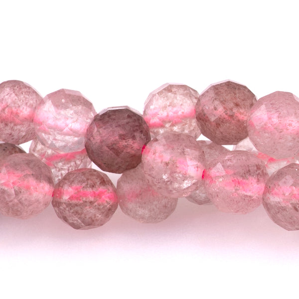 Strawberry Quartz 6mm Faceted Round - 15-16 Inch