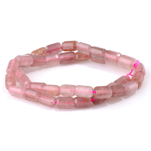 Strawberry Quartz 7x10mm Faceted Tube - 15-16 Inch