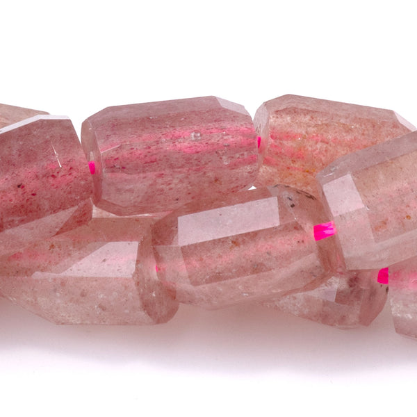 Strawberry Quartz 7x10mm Faceted Tube - 15-16 Inch