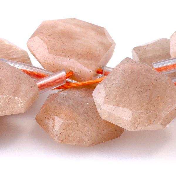 Sunstone 13x15mm Faceted Top Drilled Irregular Tear Drop - 15-16 Inch
