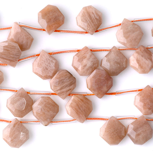 Sunstone 13x15mm Faceted Top Drilled Irregular Tear Drop - 15-16 Inch