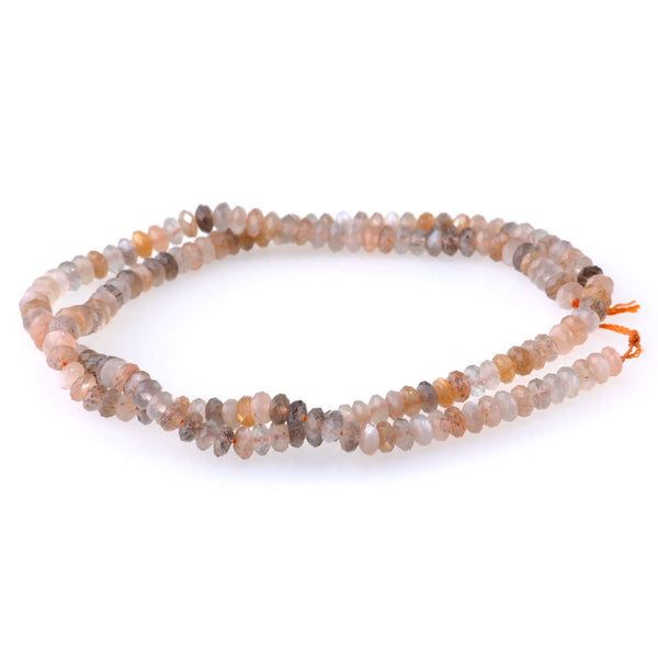 Black Sunstone 2x4mm Thin Faceted Rondelle - 15-16 Inch