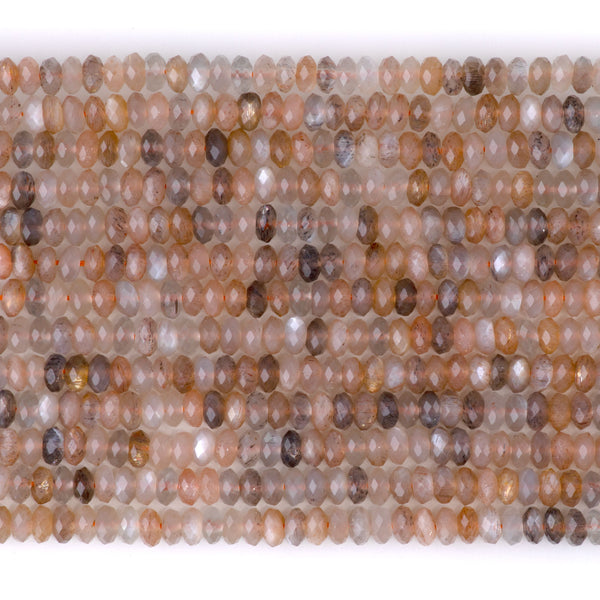Black Sunstone 2x4mm Thin Faceted Rondelle - 15-16 Inch