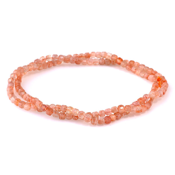 Golden Sunstone 3mm Table Cut Cube A Grade Bead - 15-16 Inch