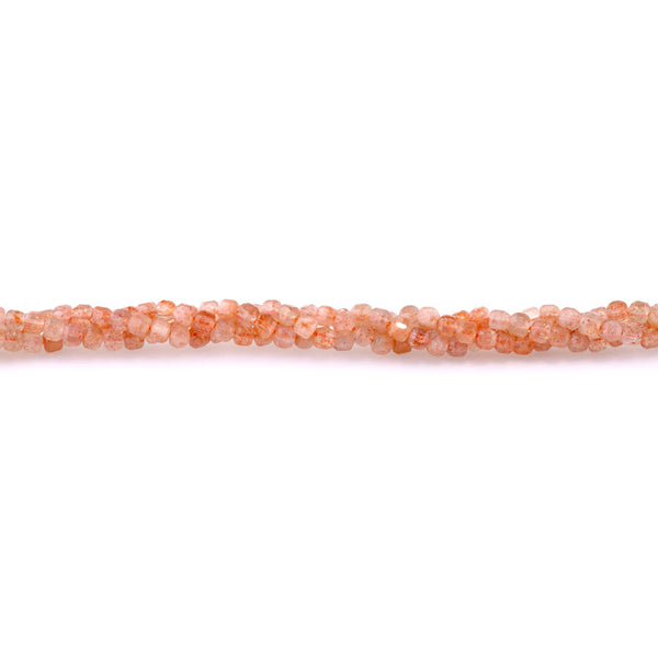 Golden Sunstone 3mm Table Cut Cube A Grade Bead - 15-16 Inch