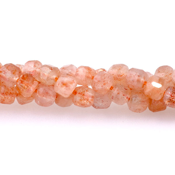 Golden Sunstone 3mm Table Cut Cube A Grade Bead - 15-16 Inch