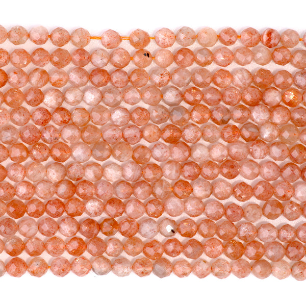 Sunstone 4mm Microfaceted Round A Grade - 15-16 Inch