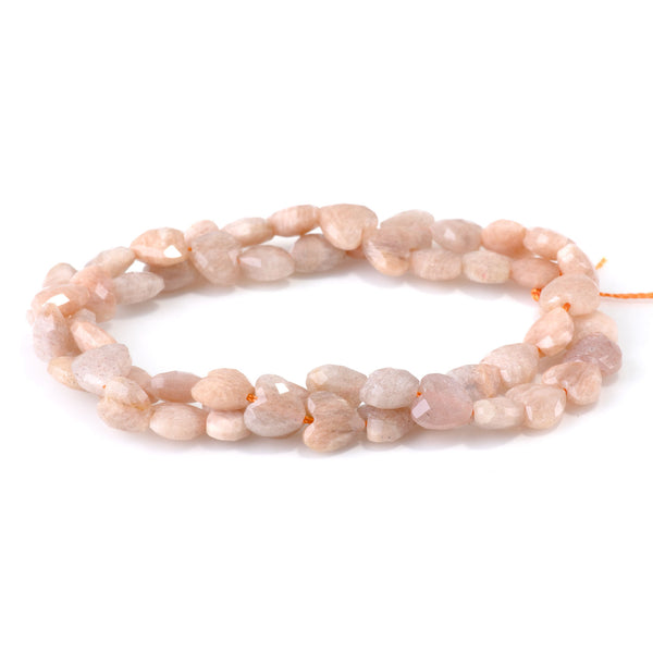 Sunstone 8mm Faceted Puff Heart A Grade - 15-16 Inch