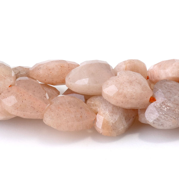Sunstone 8mm Faceted Puff Heart A Grade - 15-16 Inch
