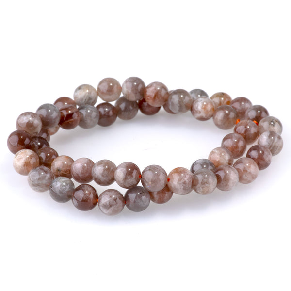 Copper Sunstone 8mm Round - 15-16 Inch