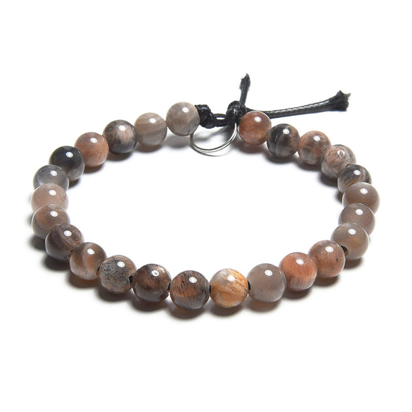 Black Sunstone 8mm Large Hole Round - 8 Inch