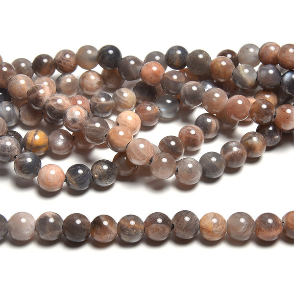 Black Sunstone 8mm Large Hole Round - 8 Inch