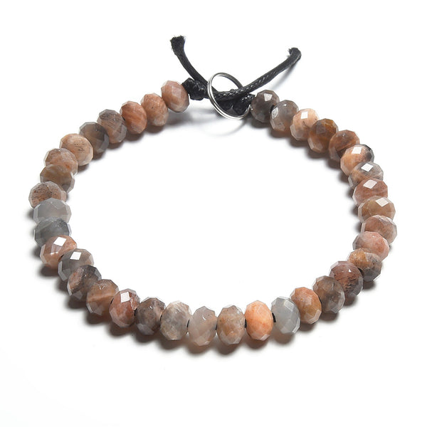 Black Sunstone 5x8mm Large Hole Faceted Rondelle - 8 Inch