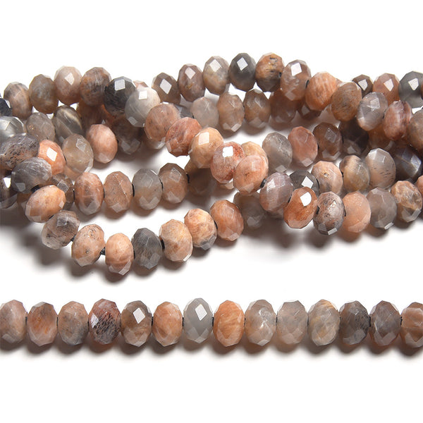 Black Sunstone 5x8mm Large Hole Faceted Rondelle - 8 Inch