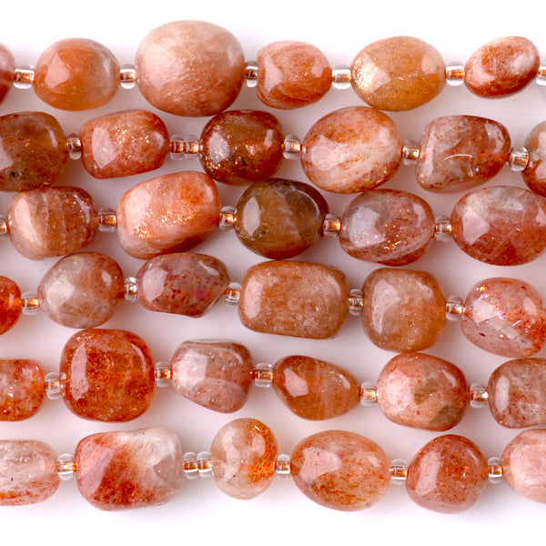 Golden Sunstone 9x11-10x14mm Tumble Nugget A Grade - 15-16 Inch