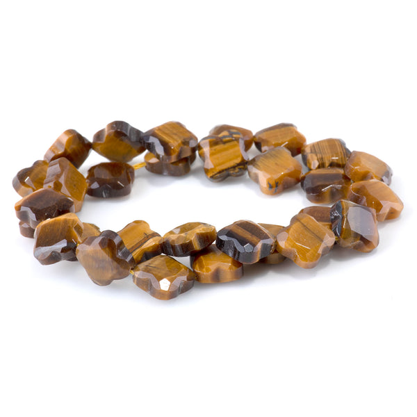 Tiger Eye 13mm Faceted Clover A Grade - 15-16 Inch