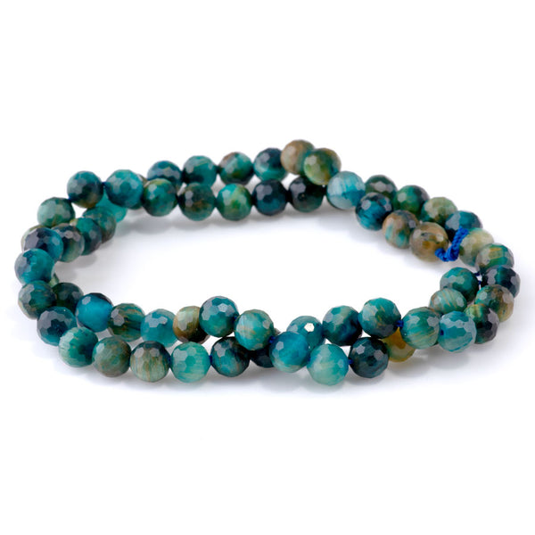 Sky Blue (Dyed) Tiger Eye 6mm Faceted Round - 15-16 Inch
