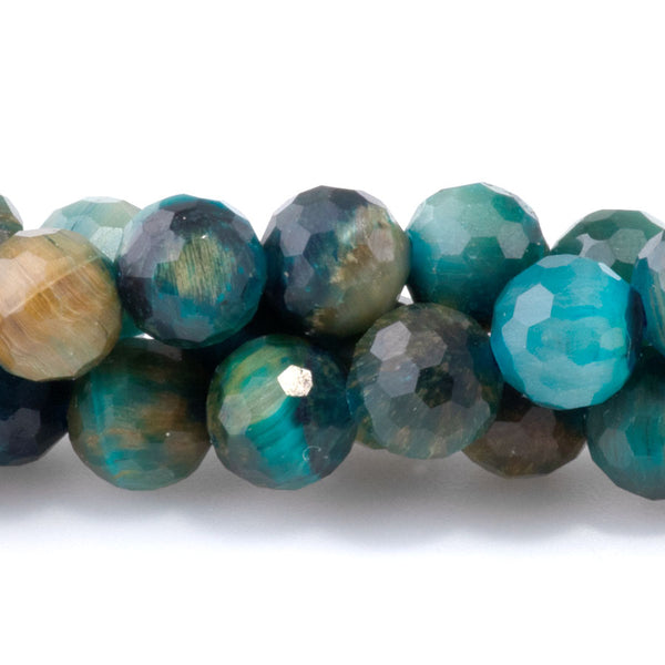Sky Blue (Dyed) Tiger Eye 6mm Faceted Round - 15-16 Inch