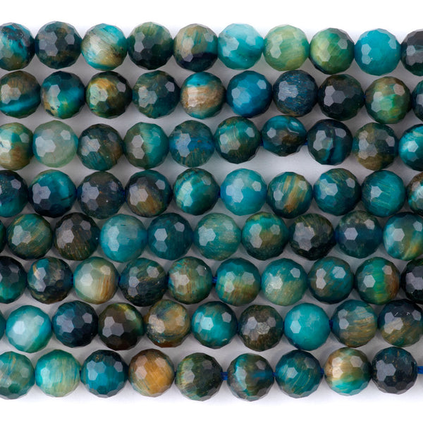 Sky Blue (Dyed) Tiger Eye 6mm Faceted Round - 15-16 Inch