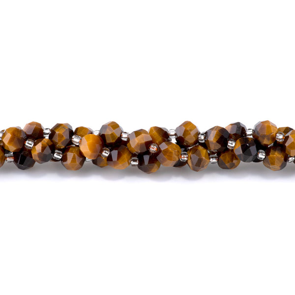 Tiger Eye 7x8mm Faceted Round Nugget A Grade - 15-16 Inch