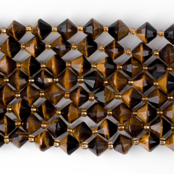 Tiger Eye 8mm Faceted Bicone - 15-16 Inch