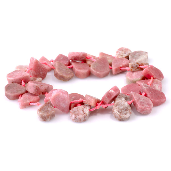 Thulite 9x13-12x16mm Top Drill Irregular Flat Drop - 15-16 Inch
