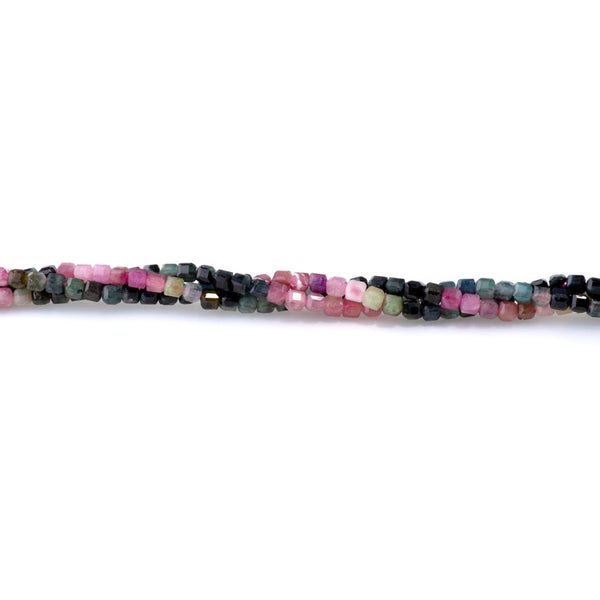 Tourmaline 3mm Banded Table Cut Cube - 15-16 Inch