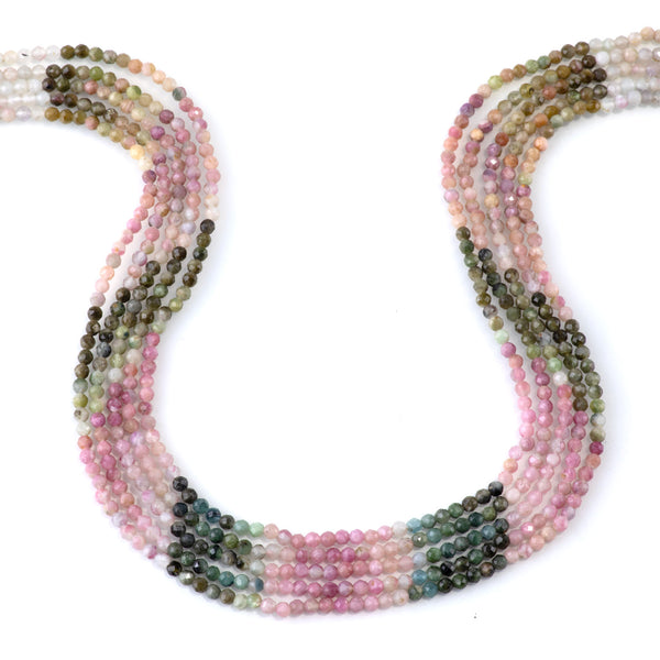 Multi Tourmaline 3mm Banded Faceted Round - 15 Inch