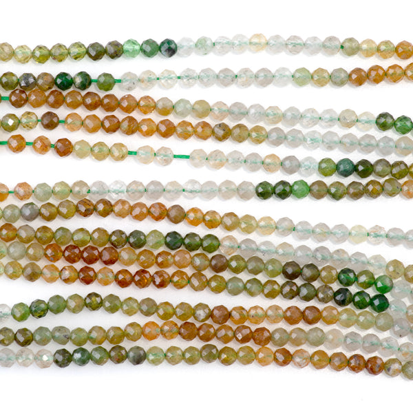Tourmaline 3mm Yellow & Green Banded Faceted Round - 15-16 Inch