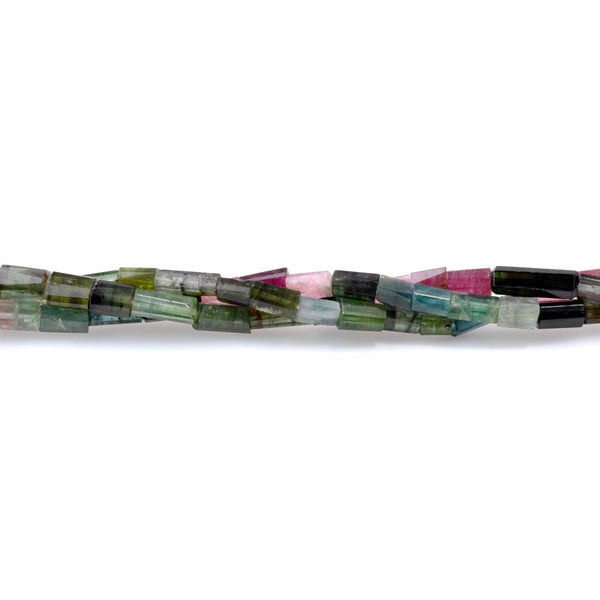 Tourmaline 4x4-8mm Banded Faceted Tube - 15-16 Inch