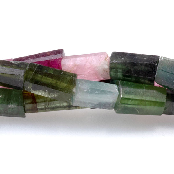 Tourmaline 4x4-8mm Banded Faceted Tube - 15-16 Inch