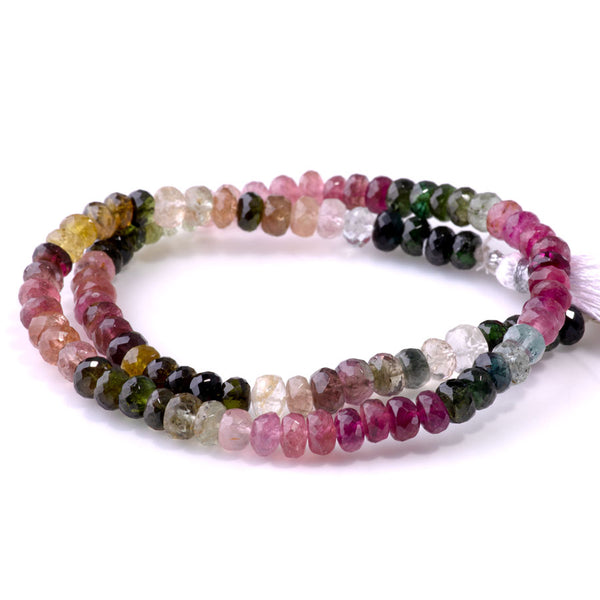 Tourmaline 6mm Banded Faceted Rondelle - 15-16 Inch