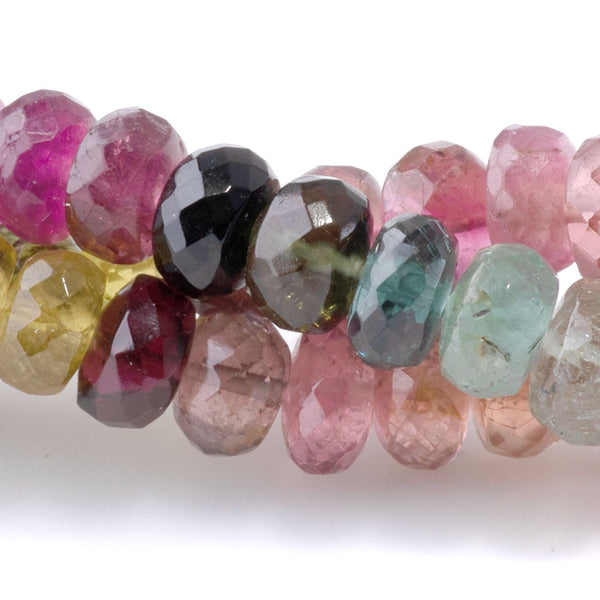 Tourmaline 6mm Banded Faceted Rondelle - 15-16 Inch