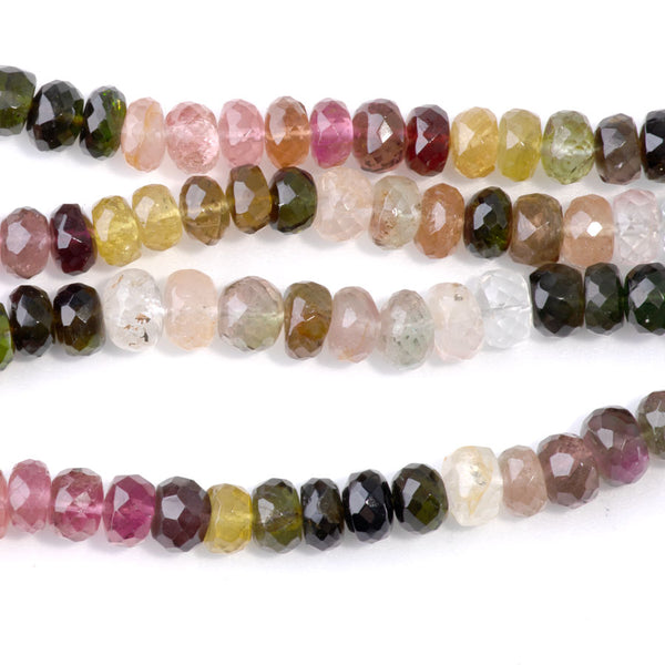 Tourmaline 6mm Banded Faceted Rondelle - 15-16 Inch