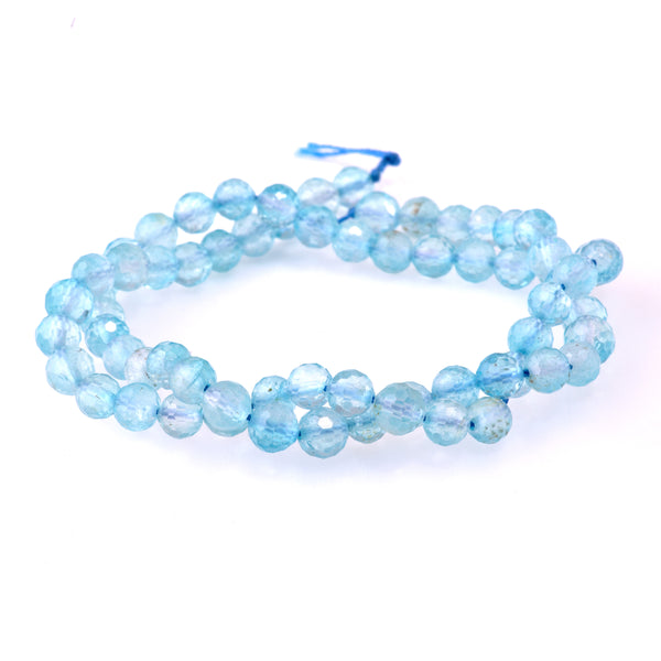 Blue Topaz 6mm Faceted Round A Grade - 15-16 Inch