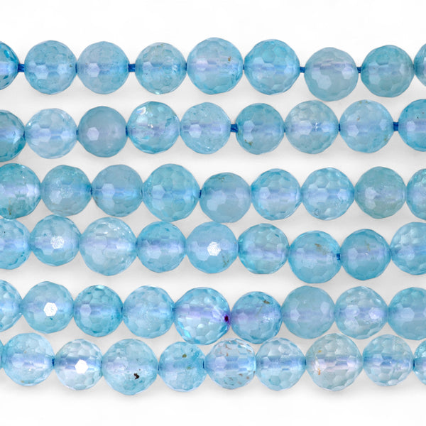 Blue Topaz 6mm Faceted Round A Grade - 15-16 Inch